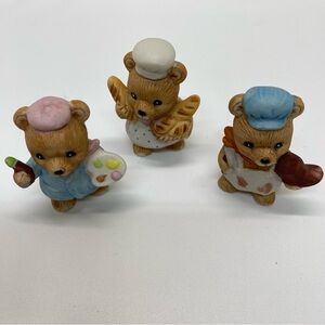 Homco Vintage Bears 3 Career Professional Artist Baker Shoe Cobbler Figurines